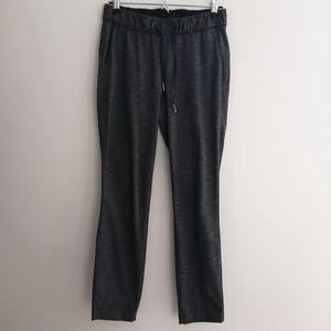 Lululemon On The Fly Pants 28" Heathered Black Grey Straight Leg Size 4